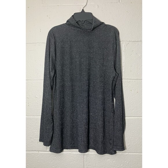 SERRA 2 Pack Ladies Ribbed Mock Neck Sweaters L Grey & Black Striped Shimmer - Picture 5 of 10